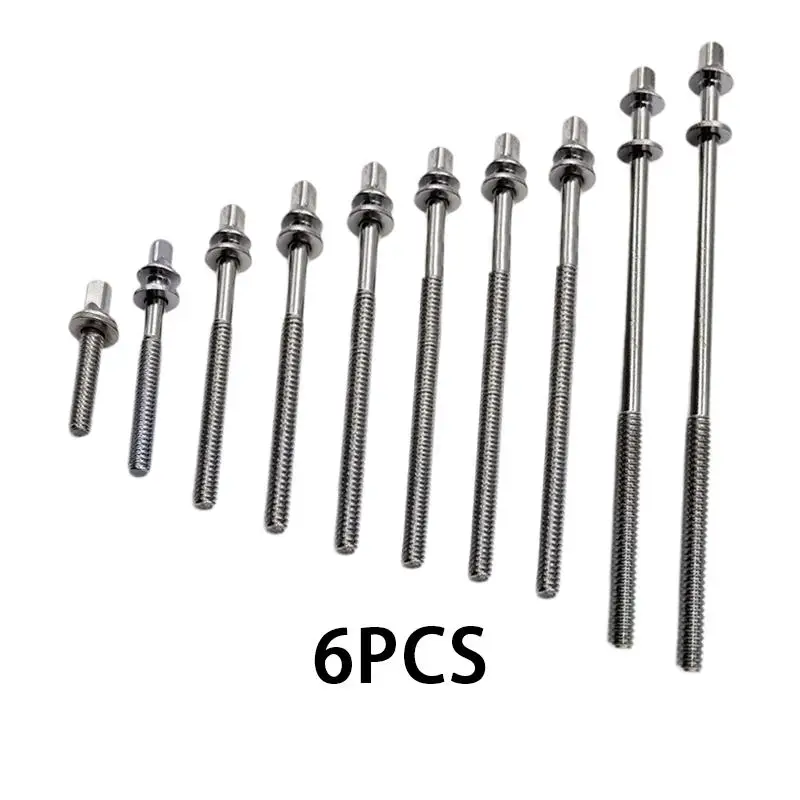 6x Drum Tension Rods Drum Lug Screws Drum Hardware M5 Drum Set Screws Drum Lug Bolts for Musical Instrument Jazz Drums Repair