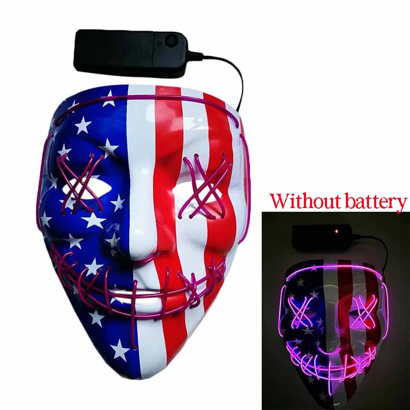 할로윈 코스프레 빛나는 EL 콜드 라이트 와이어 마스크 어린이 성인 가장 무도회 카니발 파티 페이스 마스크 휴일 빛나는 선물