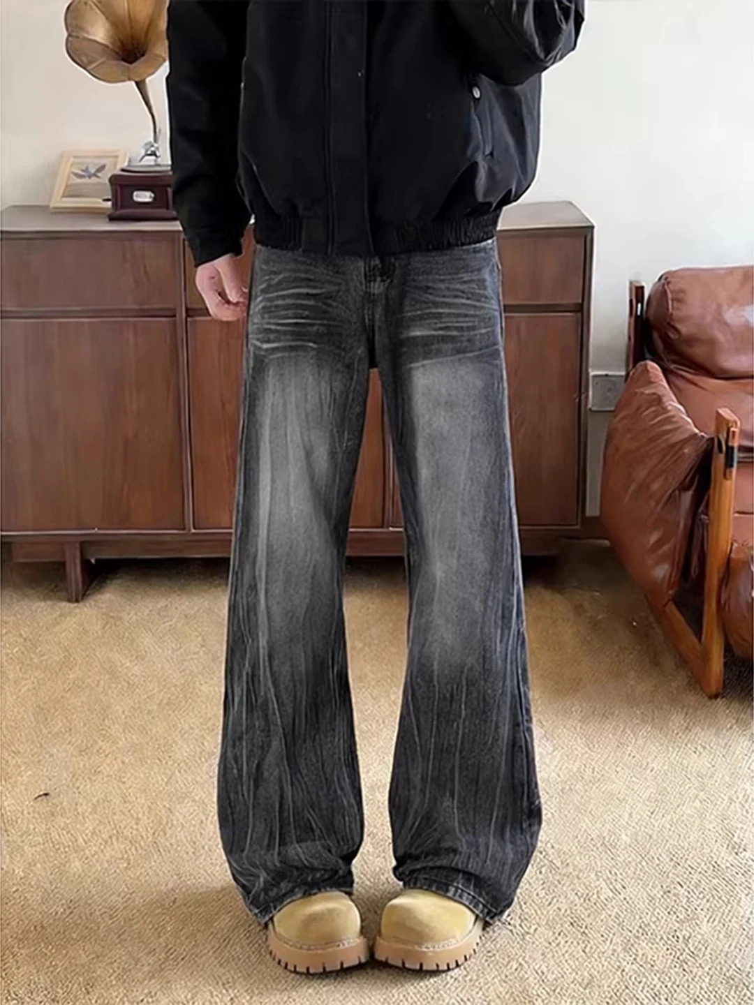 

Мужские джинсы Bla Waed Fce с подкладкой, весна-лето, прямой крой, эффект стройности, американский стиль, повседневные брюки