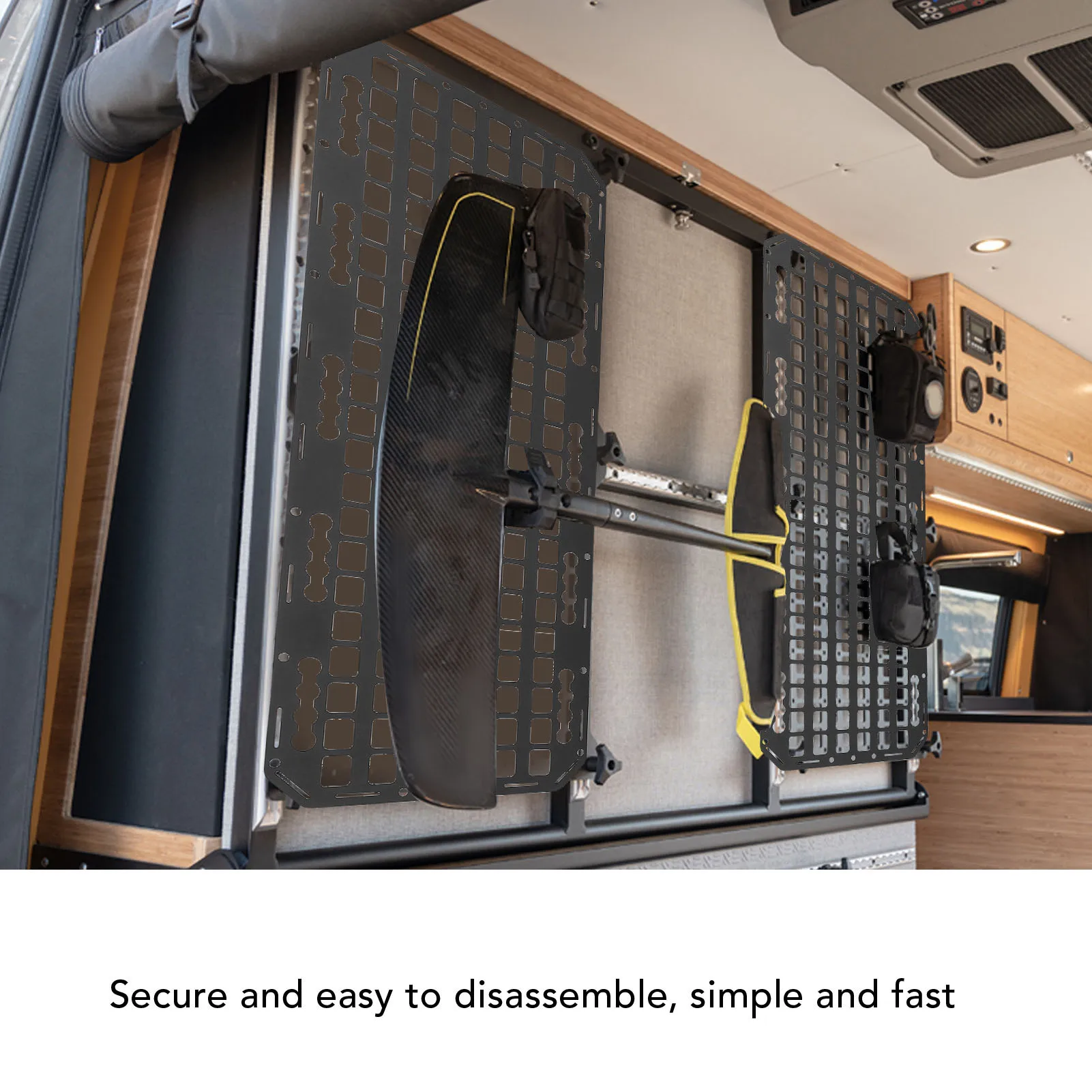 

Multifunctional Aluminum Molle Panel Rack L Track Compatible for Modular Gear Mounting in Off Road and Work High Hardness Trucks