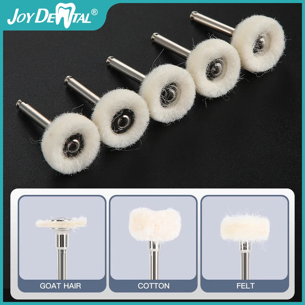 JOY DENTAL 5Pcs Dental Polishing Brush Felt Wheel Wool Cotton Polishing Brushes Polisher for Rotary Tools 2.35mm Polishing Wheel