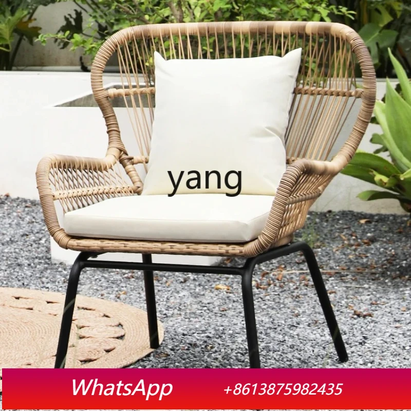 

LTT balcony rattan chair single woven leisure home bed and breakfast outdoor garden terrace rattan table and chair combination