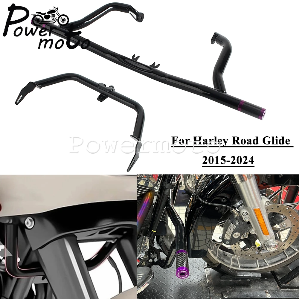 

Motorcycle Front Engine Guard Highway Crash Bar Guard Frame Slider Kit For Harley Road Glide Ultra Limited CVO ST Special Custom