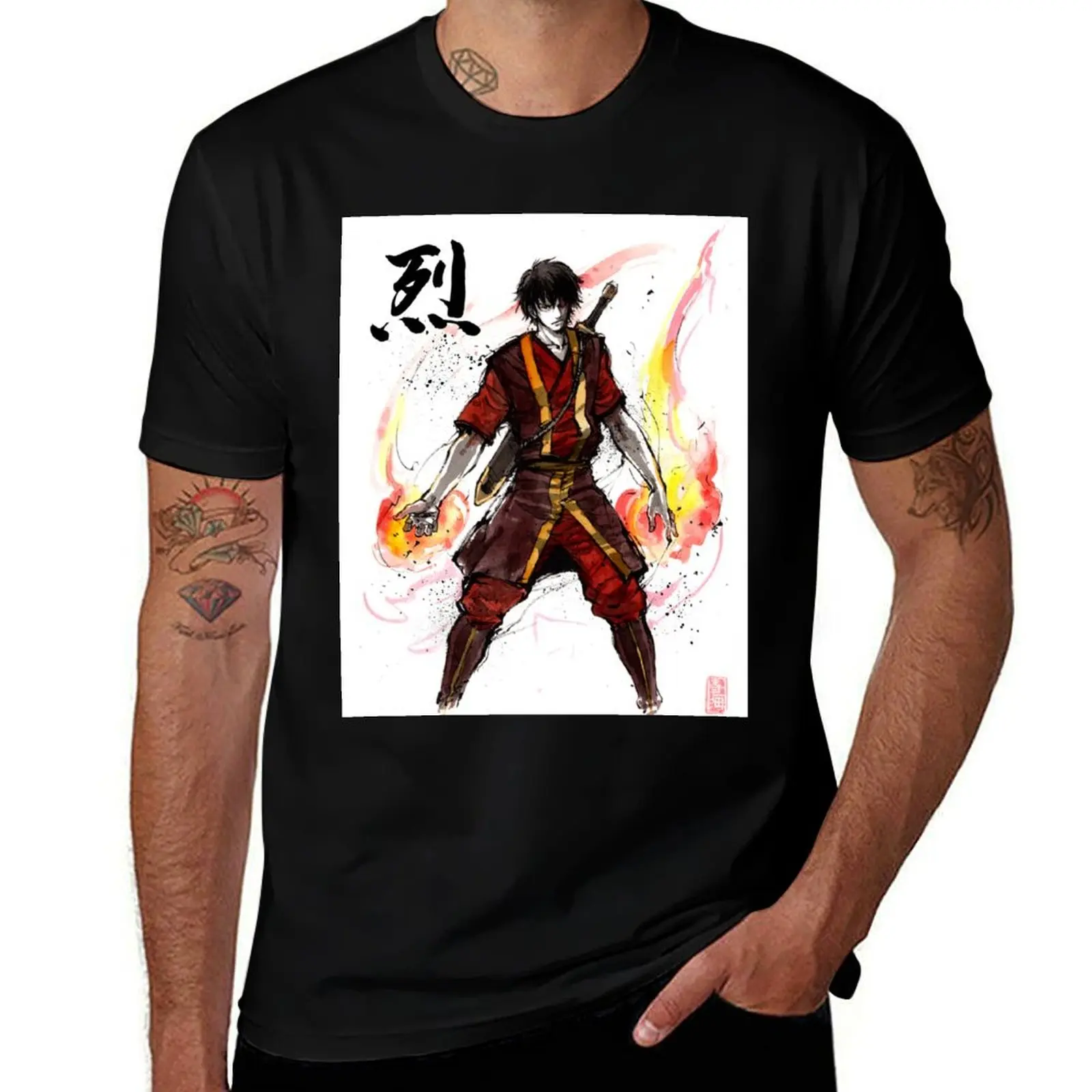 

Zuko from Avatar with sumi ink and watercolor T-Shirt man t shirt graphic cotton t shirt pack