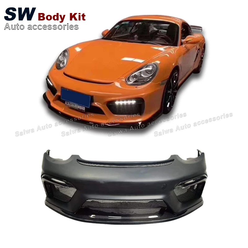 

Part Of The Carbon Fiber GT4 Style Front Bumper For Porsche 718 cayman boxster 987 Modified With Daytime Running Lights Bumper