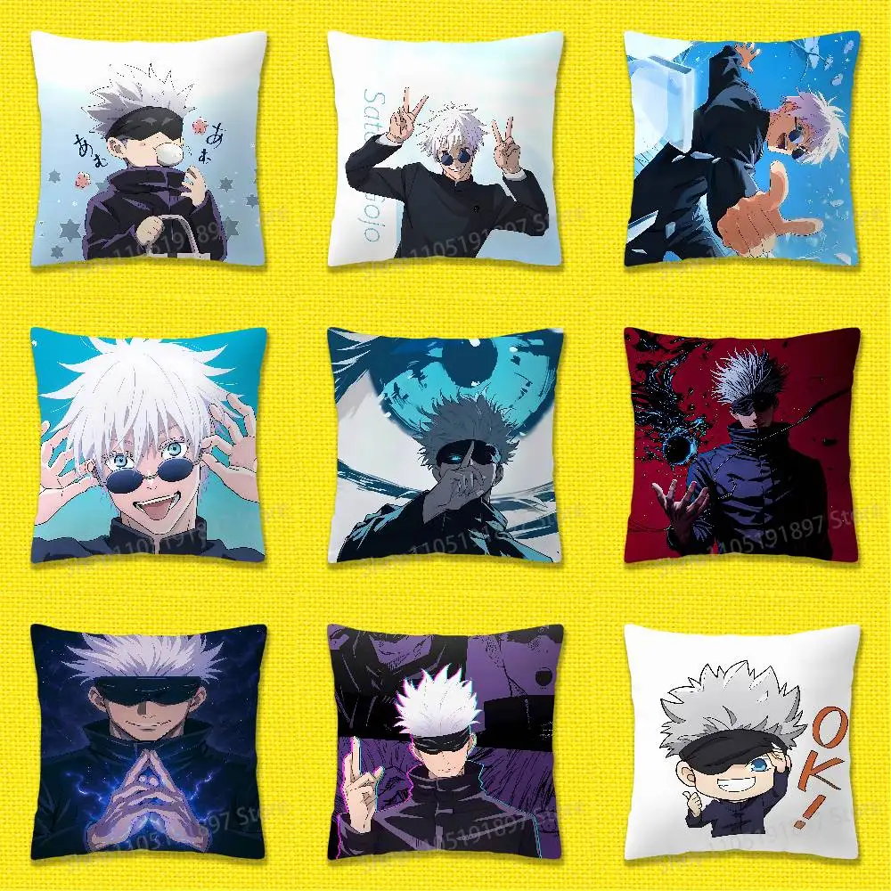 

J-Jujutsu K-Kaisen Satoru Gojo Throw Pillow Case For 45x45cm 40x40cm 55x55cm 50x50cm 30x30cm Square Car Pillowcase Shell