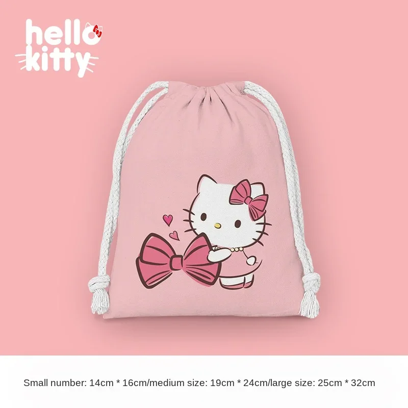 Hello Kitty Drawstring Pocket Storage Bag Cute Cartoon Printing Water Proof Women Girl Portable Folding Bag Drawstring Bag Gift