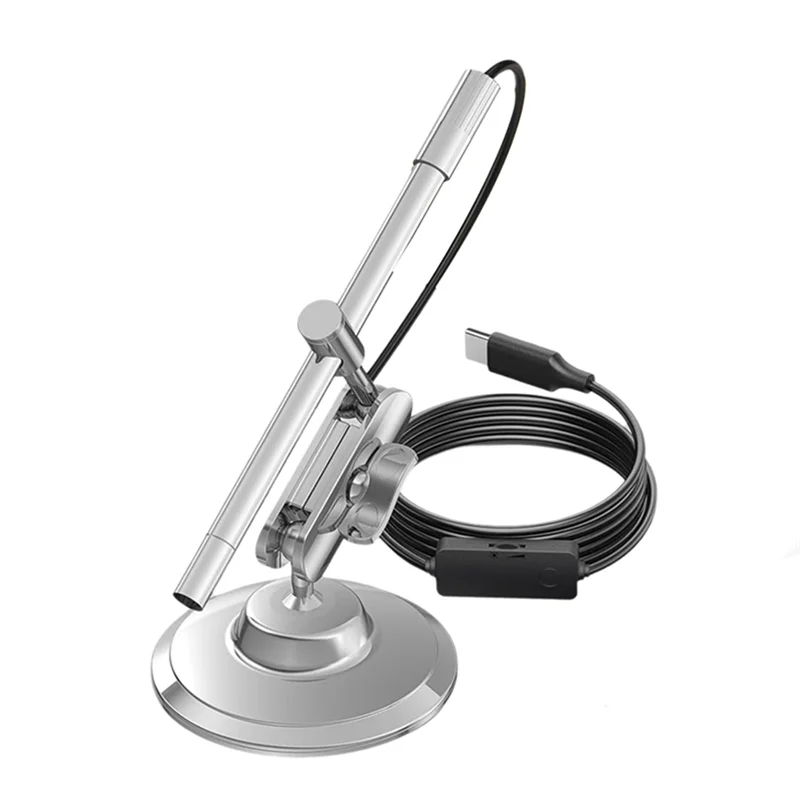 ABFN-USB-C Digital Microscope, 10X To 200X Magnification Portable Camera With 8 LED Lights, Handheld Rotating Metal Stand