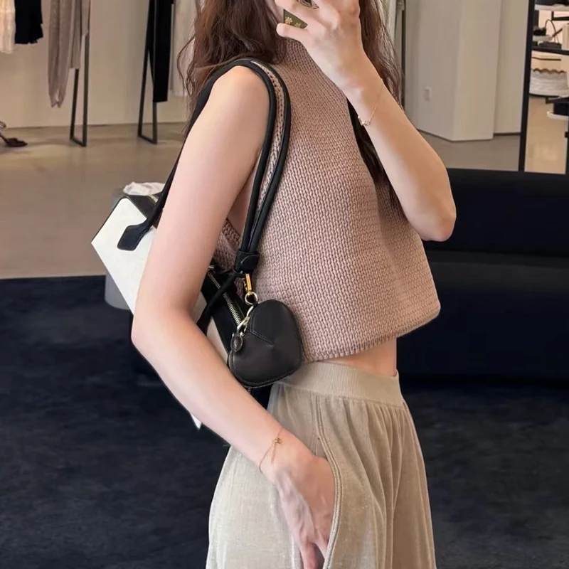 

Women's high-neck sleeveless short knitted sweater vest 2025 Autumn/Winter new style