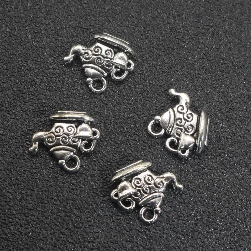 25 Tibet Silver Alloy Teapot Cup Charm Pendants 18X8mm DIY Earring Bracelet