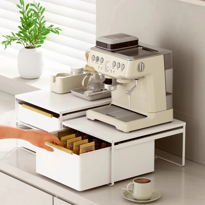 

Узкий настольный выдвижной органайзер для кофемашины, пыленепроницаемый многослойный держатель, стеллаж для хранения кофейных чашек для кухни