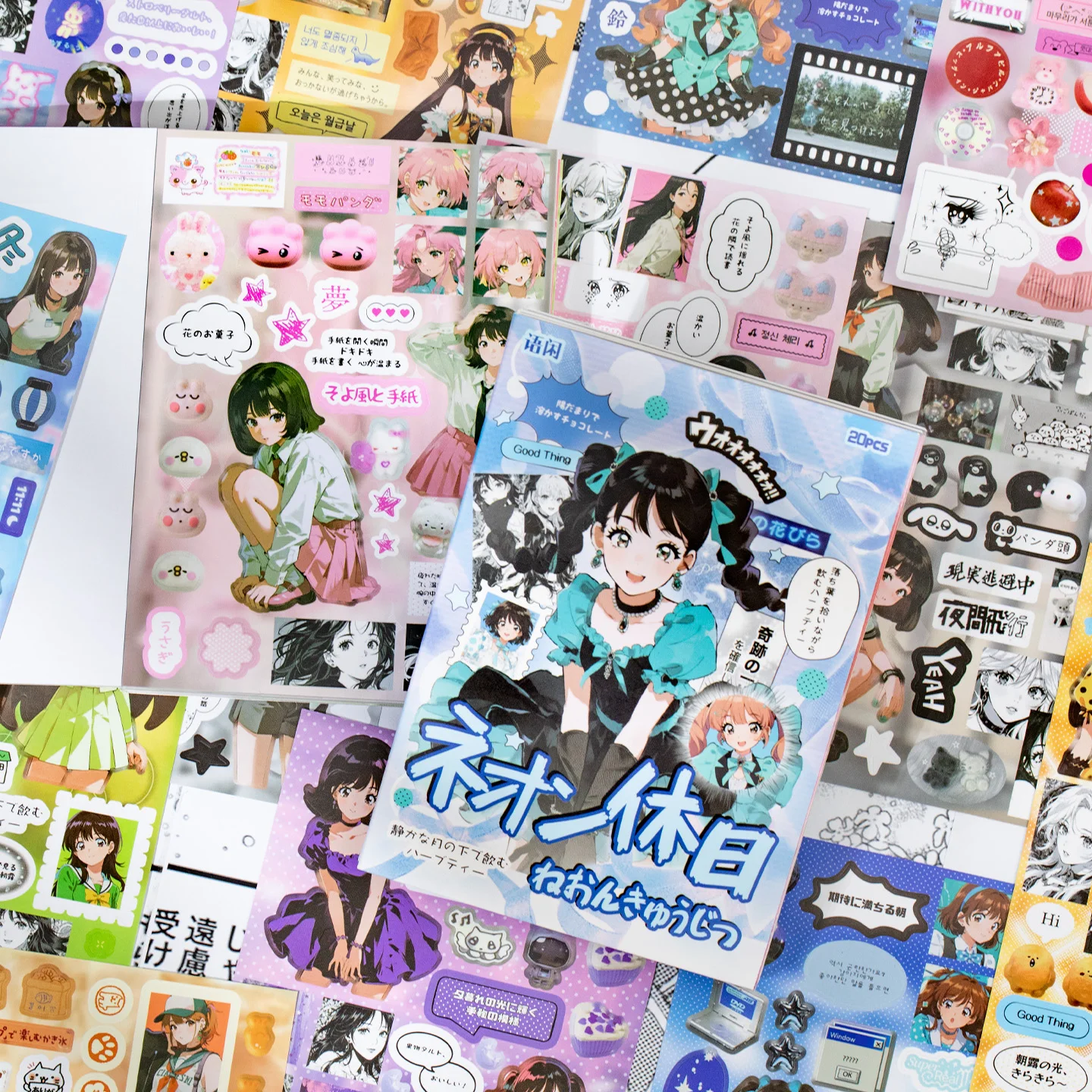 20sheets Youth Guide Series Kawaii Manga Girl Die Cutting Sticker Book DIY Diary Scrapbook Aesthetics Stationery Stickers