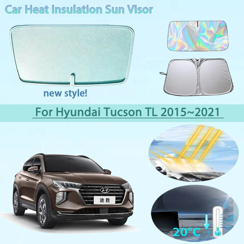 

Car Front Windshield Sunshade Heat Insulation Sun Visor Summer Cooling Auto Accessories For Hyundai Tucson TL 2015~2021 Foldable