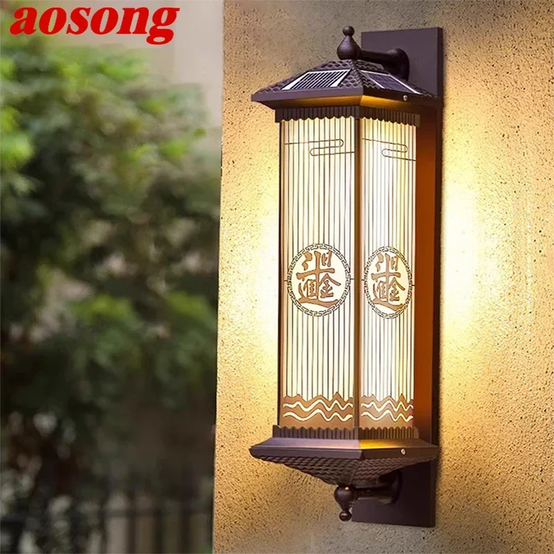 

AOSONG Contemporary Solar Outdoor Wall Lamps Simplicity Waterproof Creative Balcony Hallway Courtyard Villa Gate Hotel