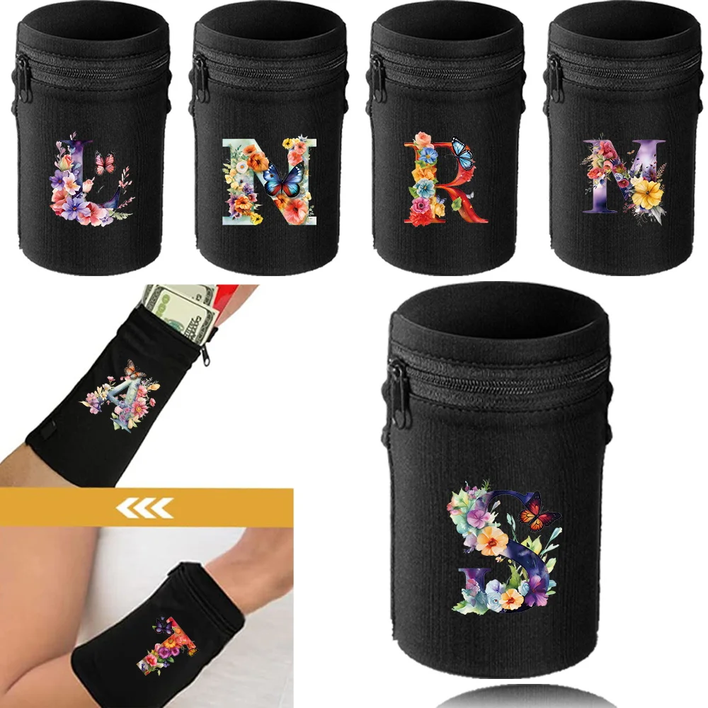 Sports Wristband Bags Protector Running Sport Safety Black Series Support Brace Wrap Wristband butterfly letter Style Wrist Bag