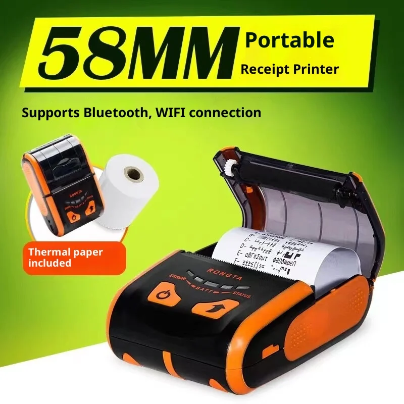 Compact 58mm Bluetooth Thermal Printer, Portable Pocket Size with Anti-Slip, 80mm/s Speed for Retail/ Restaurant/ Supermarket