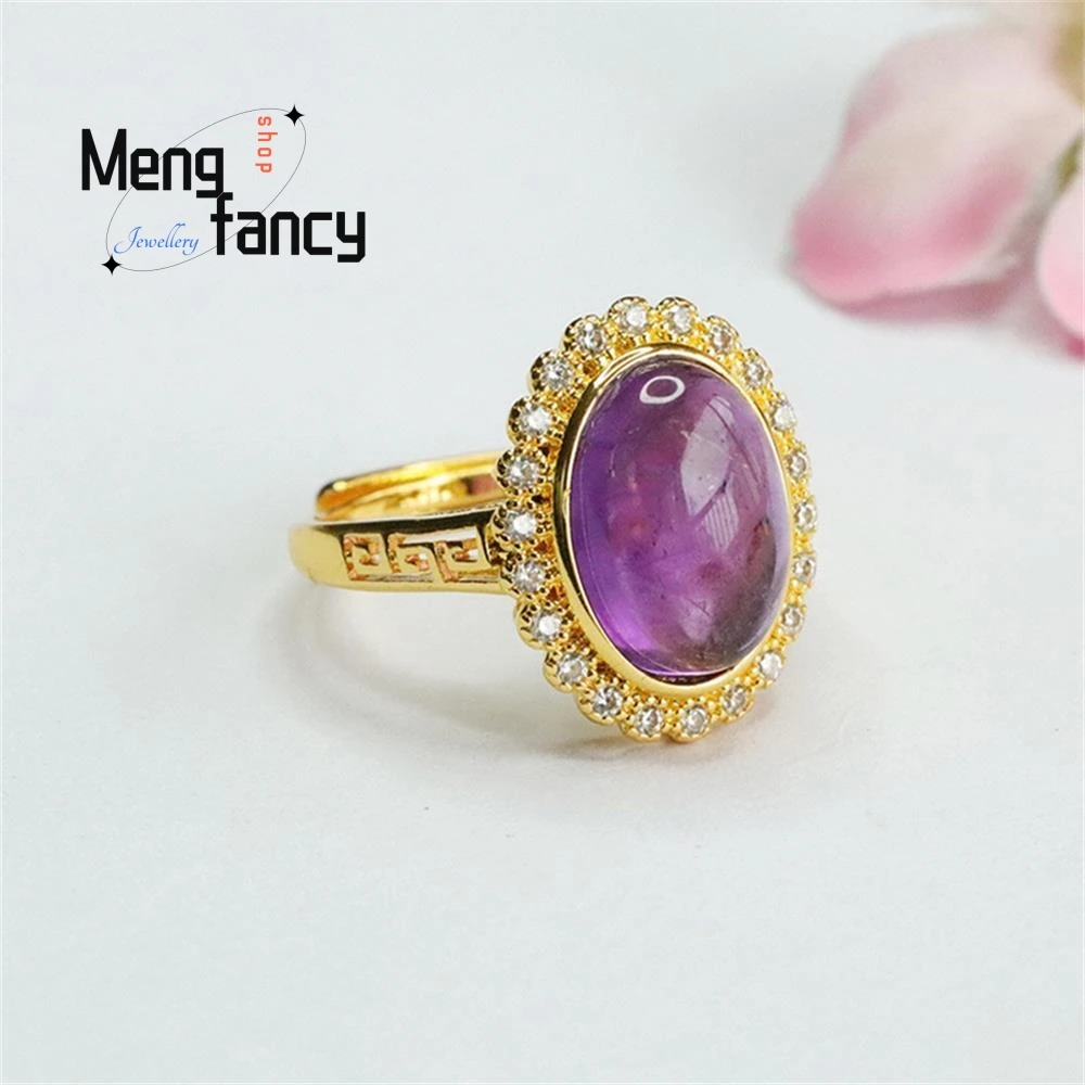 Amethyst alami cincin indah ungu berwarna batu permata penjualan terbaik Souvenir pernikahan kelas tinggi mode elegan perhiasan mewah