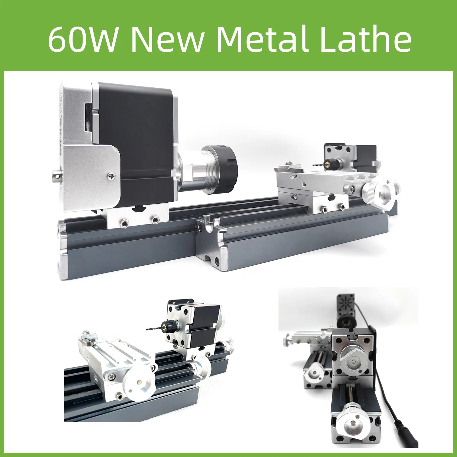 Torno em Miniatura Todo em Metal Mini Torno de Metal Industrial Ferramenta para Dispersão Cilíndrica Hobista Artesanato para Carpintaria 60w