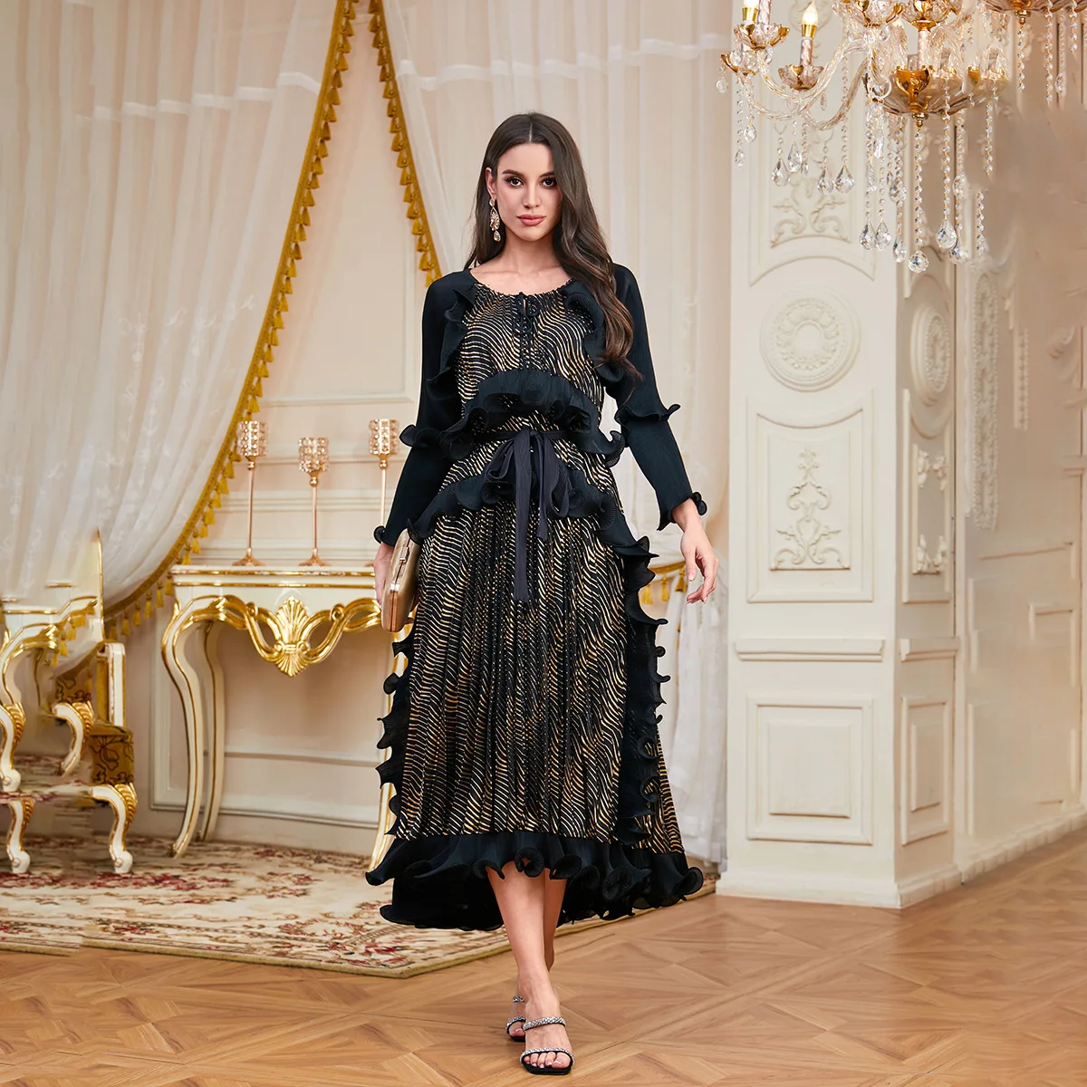 

Miyake Pleated New High-end Banquet Dress Heavy Industry Pleated Slim-fitting Long Dresses 2025 Autumn New