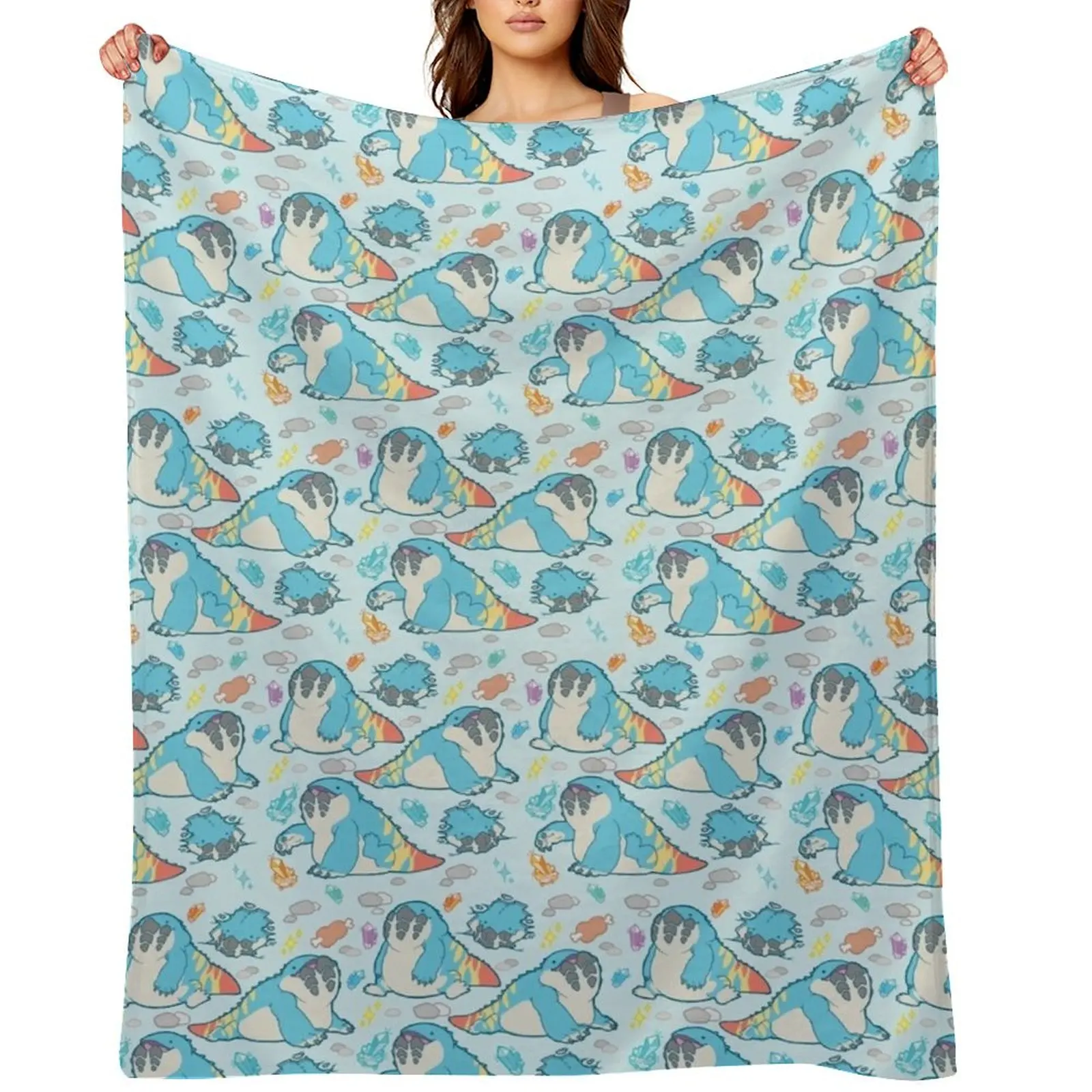 

Dodogama Party Pattern (Pastel Blue) Throw Blanket For Sofa Thin Soft Big Stuffeds Bed Fashionable Blankets