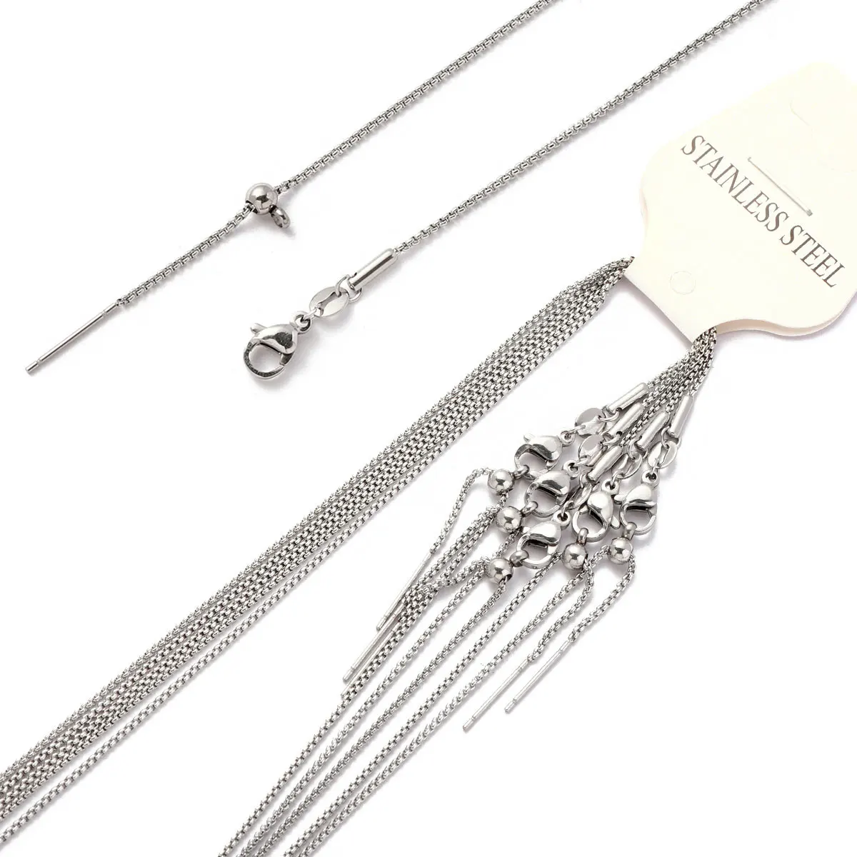 5pcs/Lot 18k Gold Plated Removable 50cm Stainless Steel DIY Box Snake Cross Link Chain Necklace Women Charm Pendant Jewelry