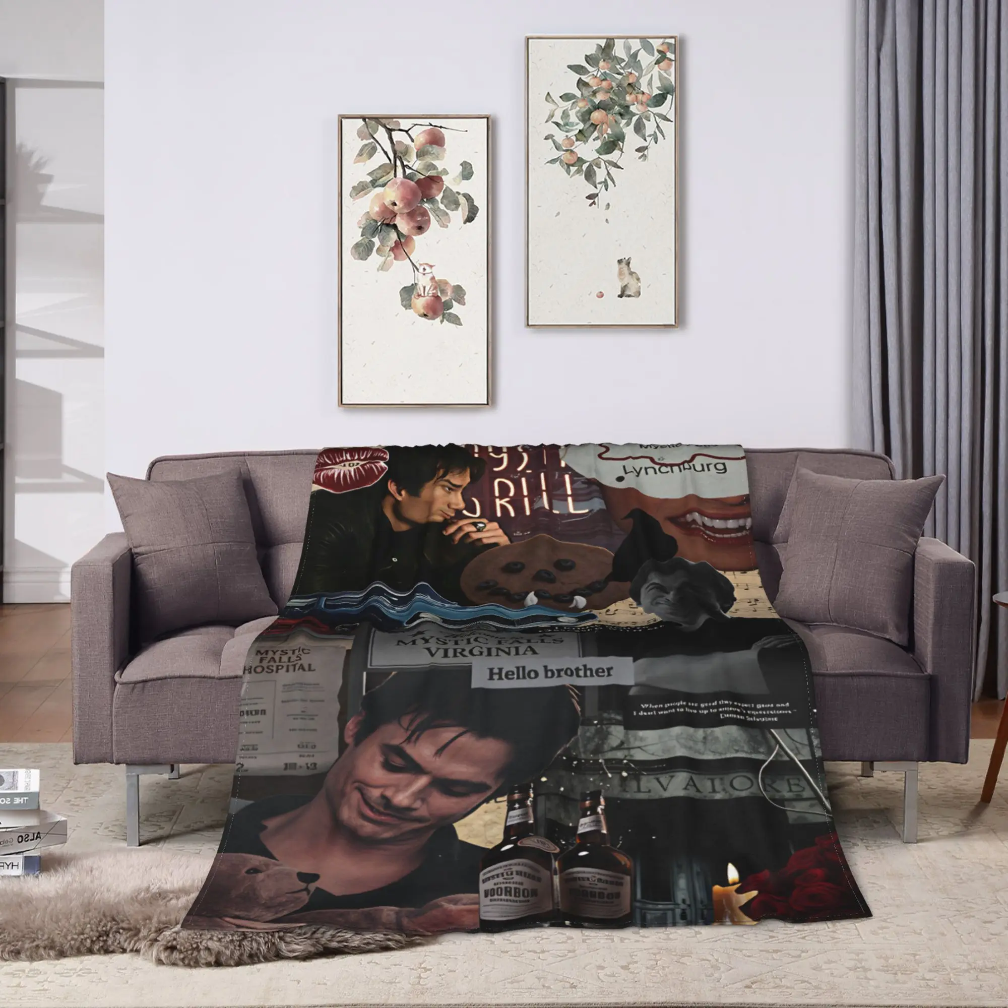 Ian Somerhalder Blanket  Travel Flannel Throw Blanket For Couch Bed Warm Soft Custom DIY Quality Bedspread Gift Idea