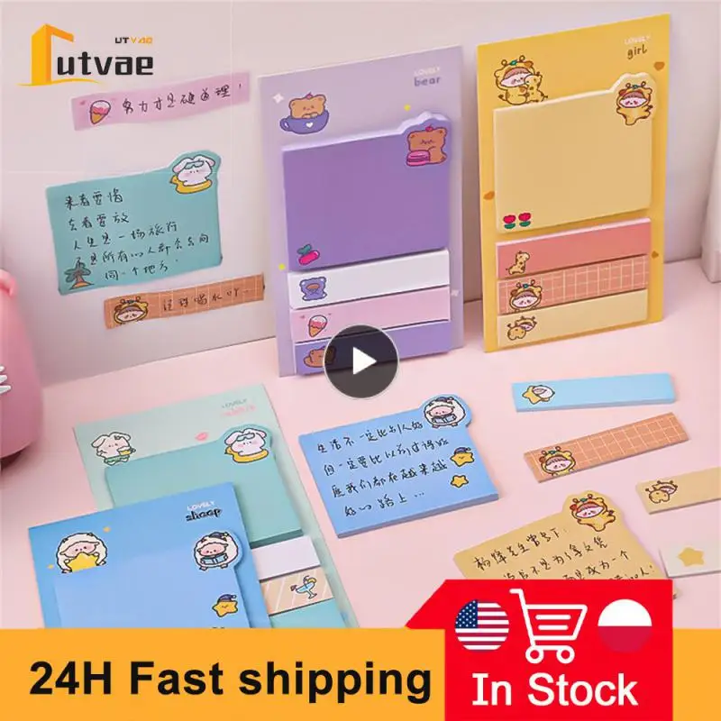 Kawaii Paper Sticky Notes, Creative Notepad, Memo Pads, School Staacquersing Adhesive Stickers, Posted It Pads