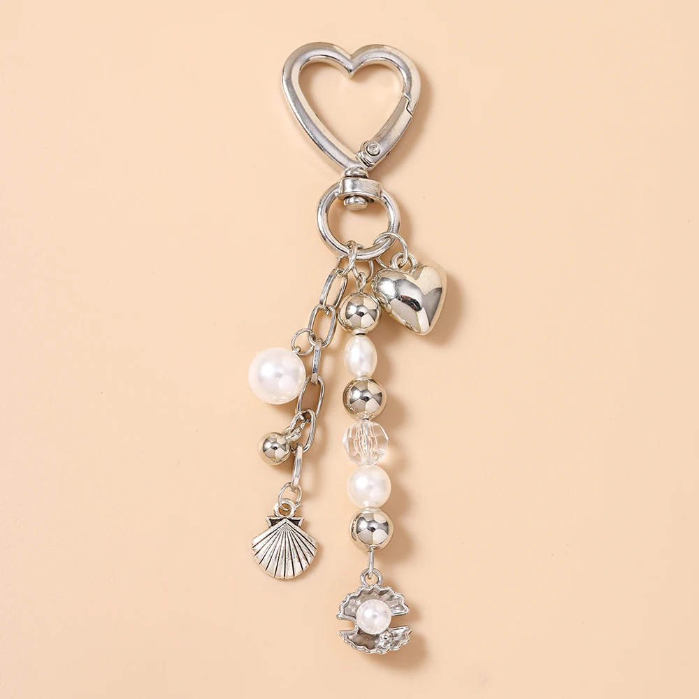 Aihua Fashion Sommer Strand Muschel Schlüsselanhänger Perlenbesetzter Schlüsselring Anhänger für Frauen Mädchen Handtaschen-Deko DIY Schlüsselanhänger Schmuck – Detail 7
