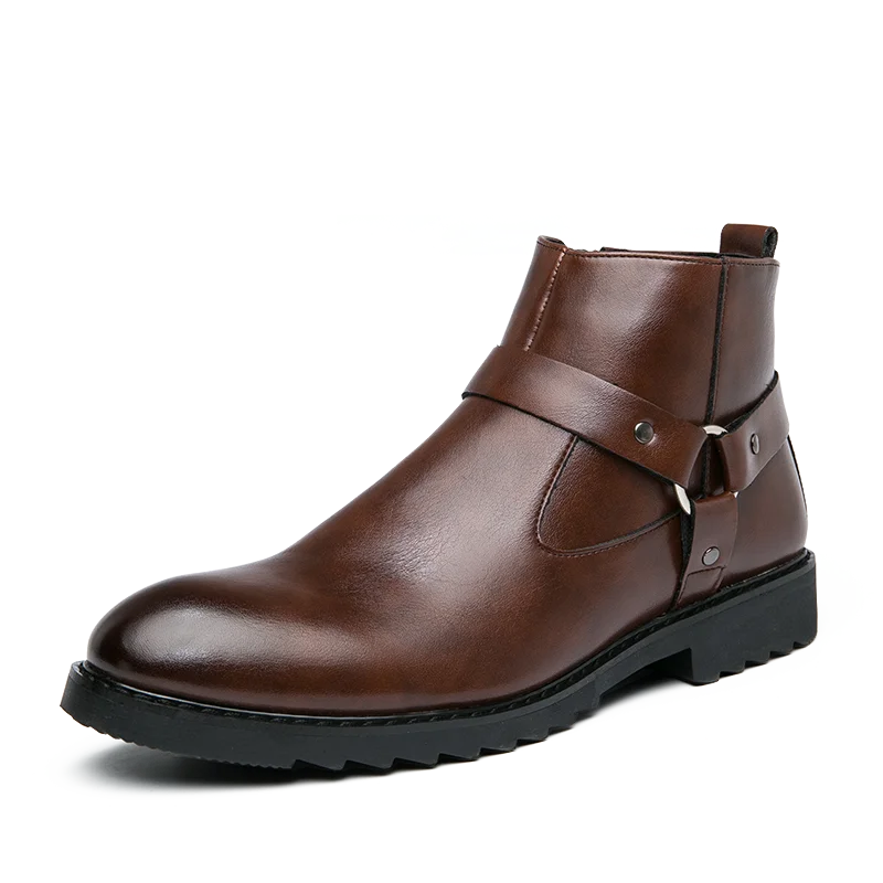 Men's Leather Shoes, British Sleeve, Retro Handcrafted High-Top Business Leather Boots