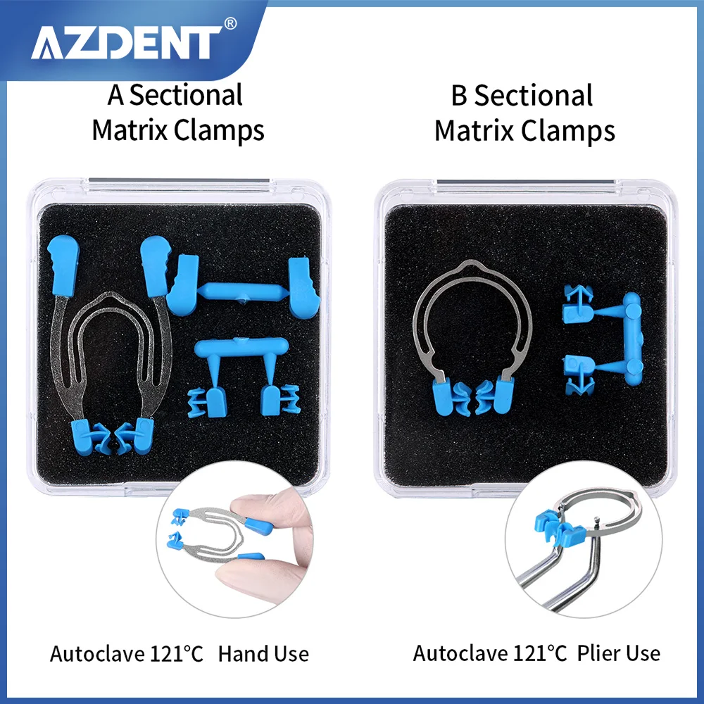 AZDENT Dental Sectional Contoured Matrix Clip Matrices Clamps Wedges Dentistry Spring Clip Metal Ring Lab Auxiliary Tools