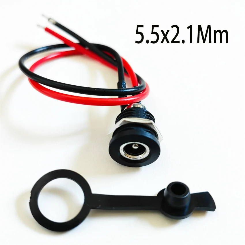 High Current 20AWG 5.5*2.1mm/5.5*2.5mm DC022D DC Power Cable Female Socket DIY Waterproof Jack Plug Panel Mount Connector
