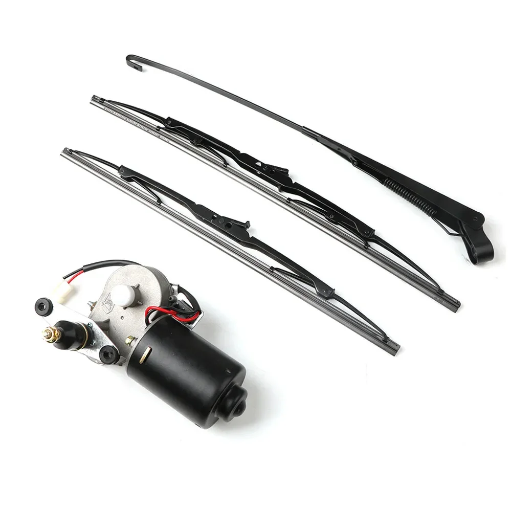 12V Electric UTV Windshield Wiper Motor Kit With Switch Compatible With Polaris Universal Power Wiper Assembly 90° Wipe Sweeping