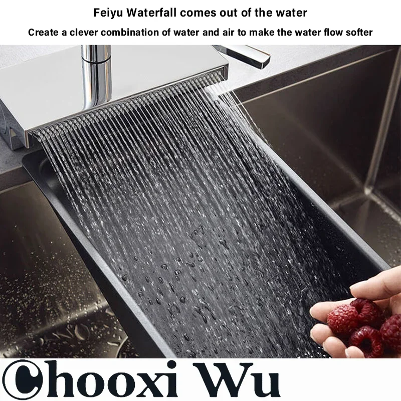 CHOOXIWU -  Waterfall Faucet Water Drain Grey Telescopic Multi-Function Kitchen Sink Hot And Cold Rotatable Gun