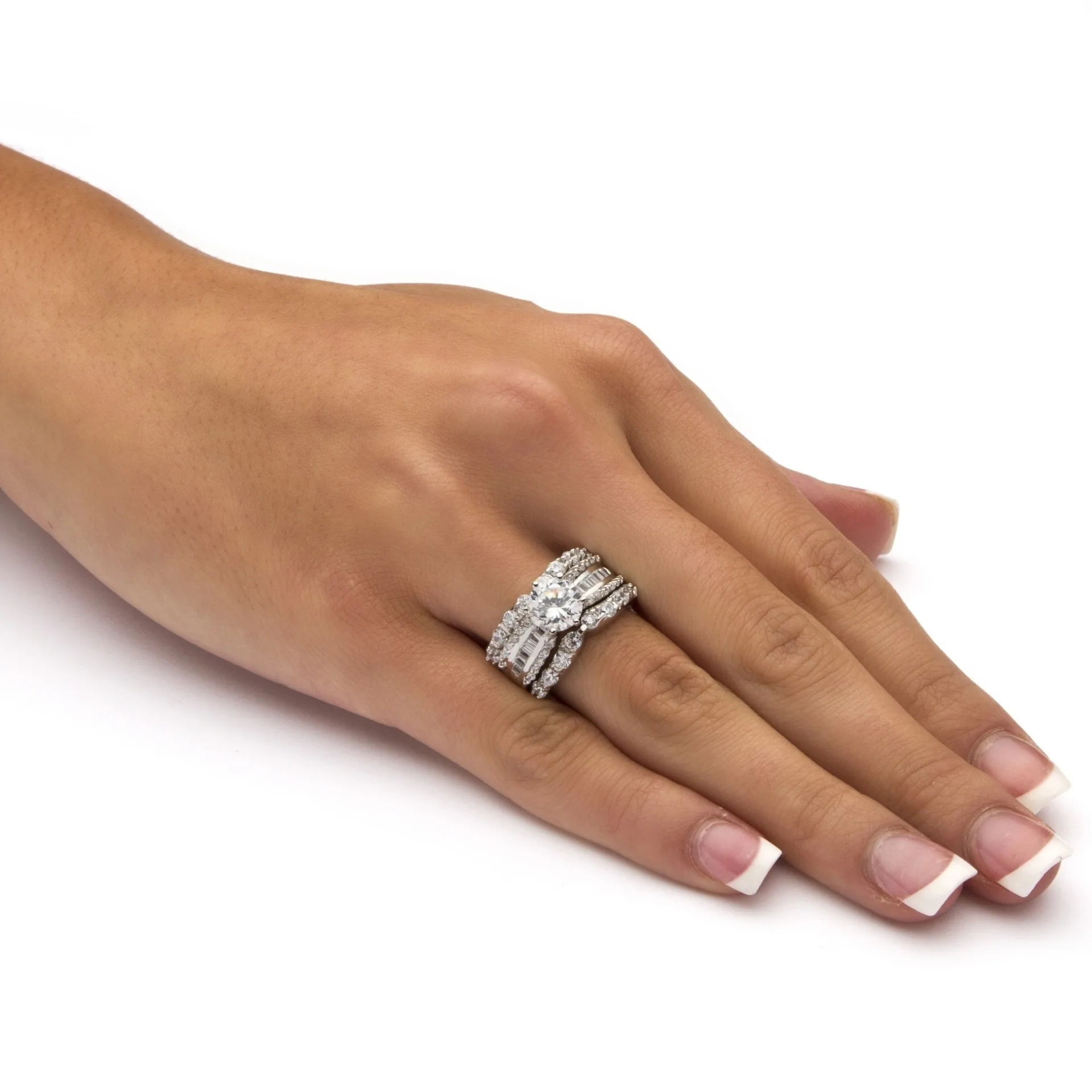 S925 Sterling Silber Ring Bestseller mit Zirkon-Einlage, 18K Gold Plattiert, Dreier-Set Ringe, Diamant-Verlobungsring – Detail 6