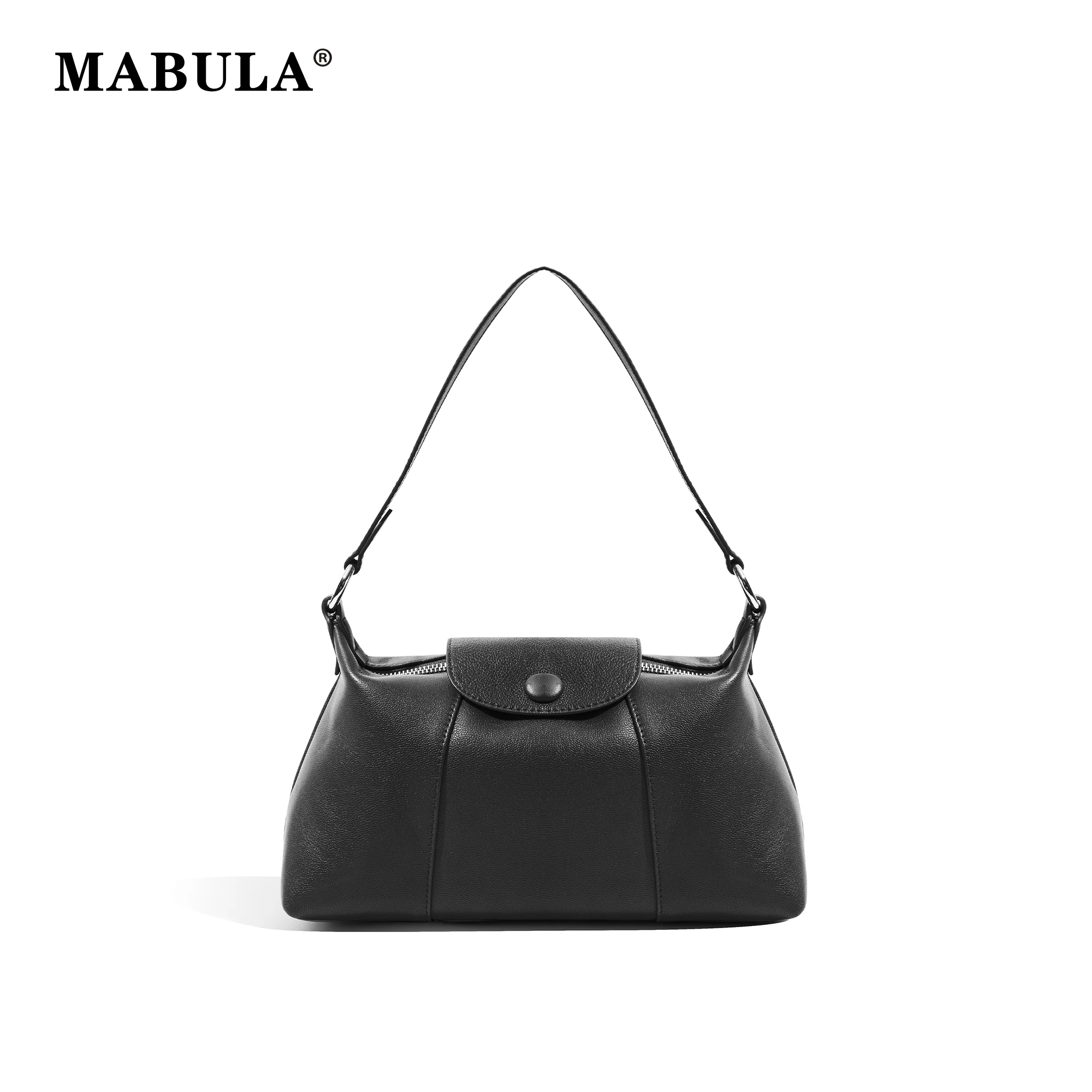 MABULA Women Genuine Leather Dumpling Crossbody Satchel Brand Luxury Design Shoulder Briefcase Commuter Bag Ladies Tote Handbag