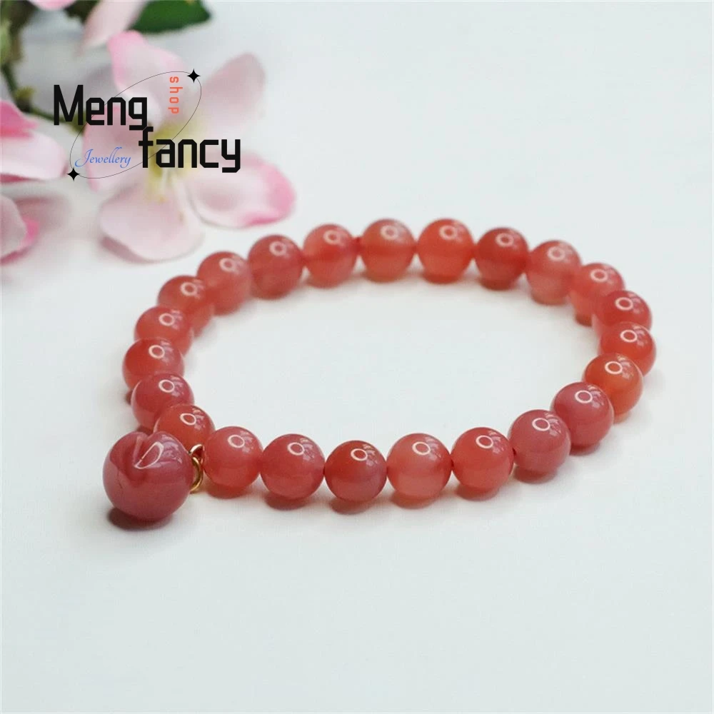 

Natural Salt Source Agate Strings Longevity Peach Bracelet Simple Elegant High-grade Luxury Quality Fashion Jewelry Holiday Gift