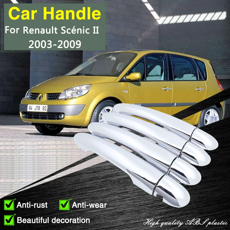 

4x for Renault Scenic 2 II MK2 2003 2004 2005 2006 2007 2008 2009 Chrome Door Handle Cover Car Accessories Stickers Trim Styling