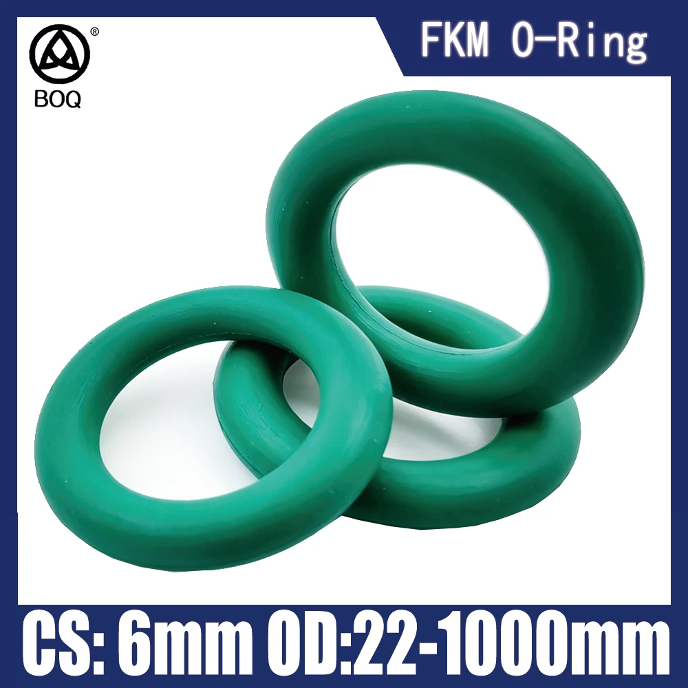 FKM Green Fluorine Rubber O-Ring OD22-1000mm, CS 6mm.Premium Sealing Gasket. Oil Resistant, Acid&Alkali Resistant&HT Resistant