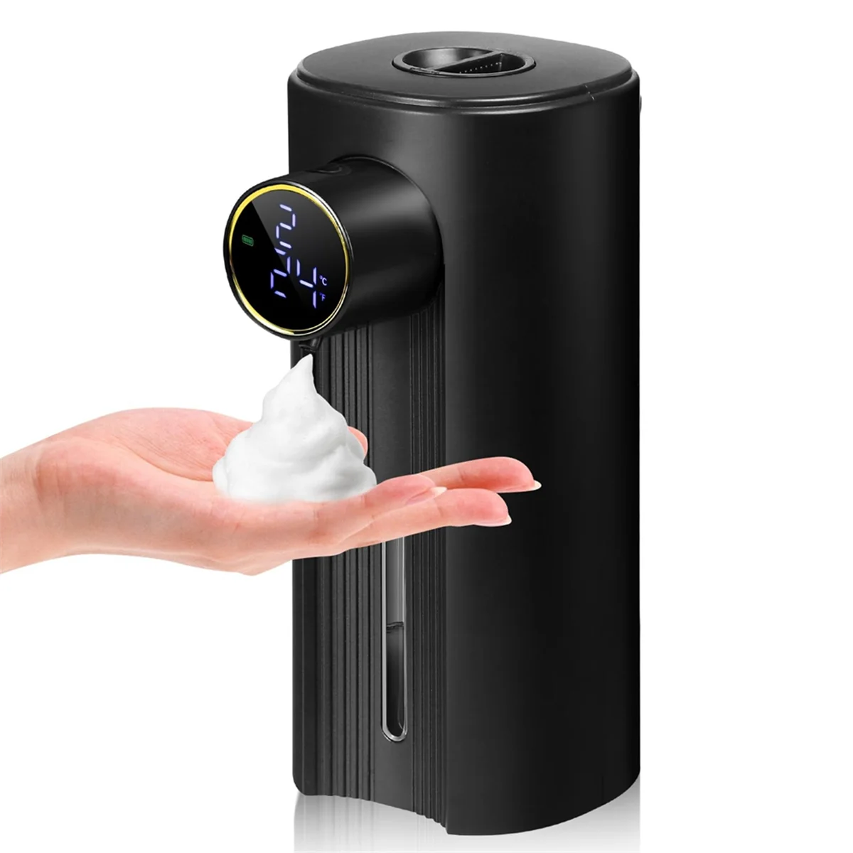 Touchless Automatic Foaming Soap Dispenser 11.83Oz, 5 Adjustable Levels, Suitable For Kitchen & Bathroom Foam Black