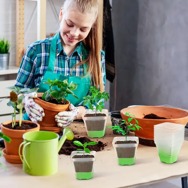 30 PCS 3.1 inch Reinforced Clear Nursery Pots , Plant Nursery Pots with Silicone Base for Easy Transplant