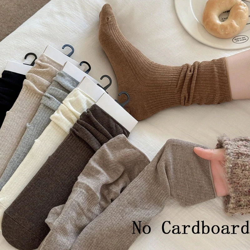 Women Socks New Fashion Cotton Solid Color Casual Simple Daily Crew Socks For Women School Style Socks