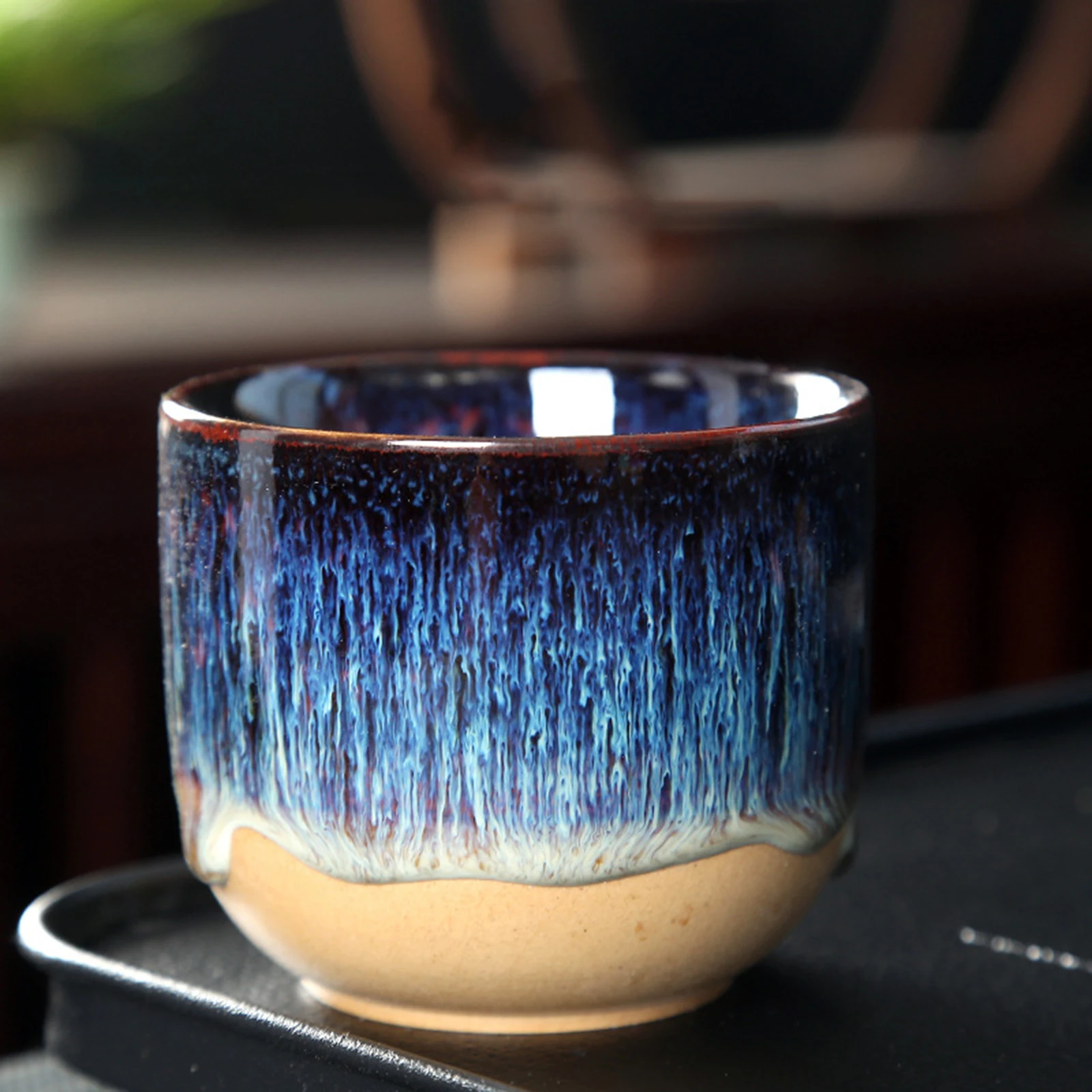 Kiln Change China Ceramic Tea Cup Pottery Jianzhan Drinkware  Temmoku Glaze Porcelain Kung Fu Cups Set for Water Latte Milk