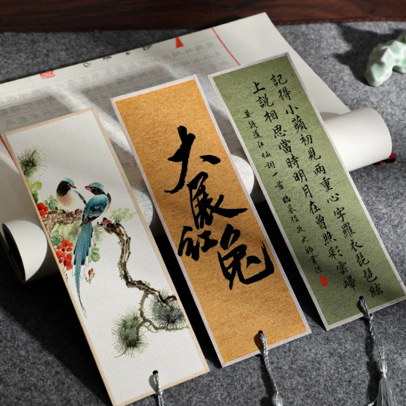 

Chinese Calligraphy Painting Card Bookmark Brush Calligrafia Drawing DIY Gift Bookmark Ripe Rice Paper Mulberry Papier Bookmark