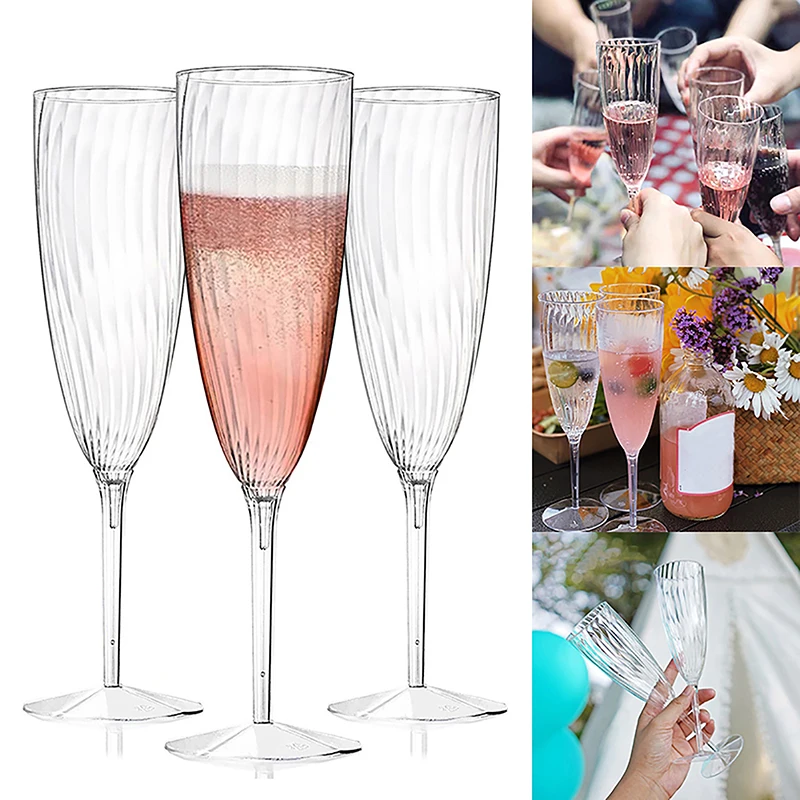 1/8PCS Plastic Champagne Glasses Flutes Disposable Perfect for Wedding and Shower Party Supply Clear Cups Drinkware Gift