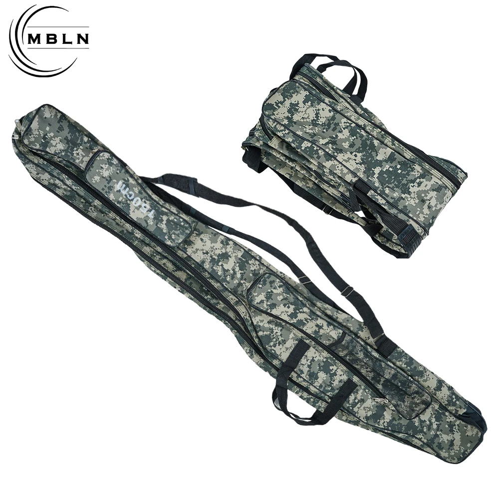 MBLN 59in Waterproof Fishing Rod Bag – 3-Layer Polyester Tackle Case with 2 Side Pockets, Foldable & Portable for Easy Storage view 4