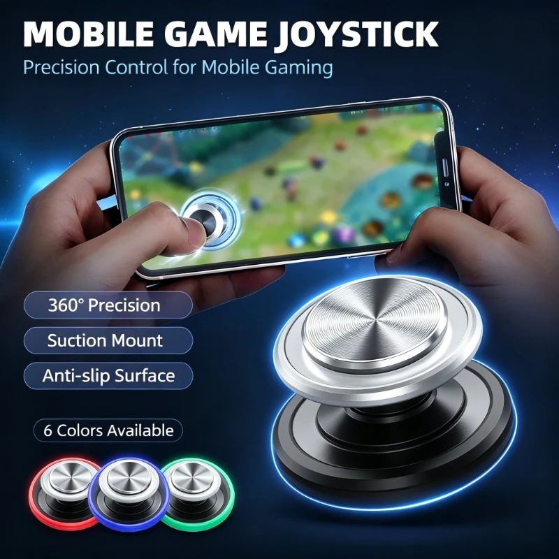 Mobile Game Joystick 360° Precision Rocker for iPhone Android Smartphone Suction Cup Metal Controller Gamepad Accessories