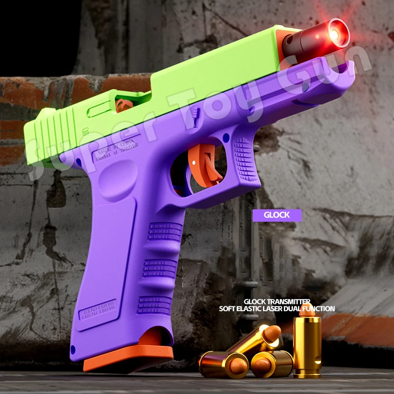 2024Laser Dual Function  Soft Bullet Automatic Pistol with Continuous Firing Shell Firing Model Toy Gun