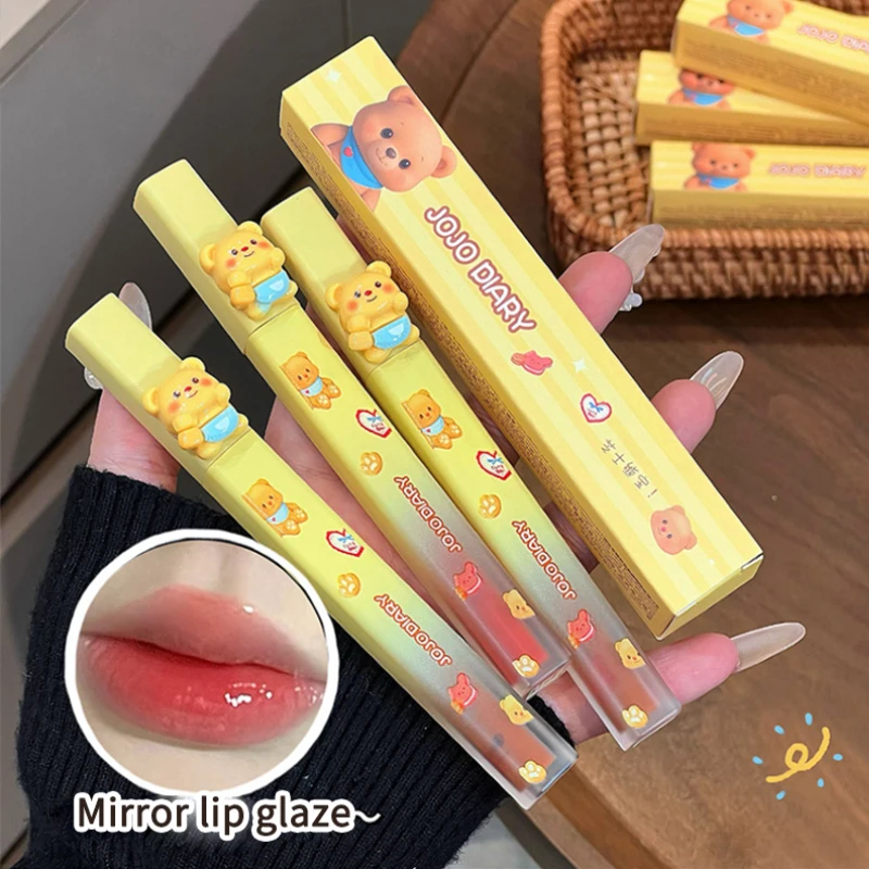 ملمع شفاه بمرآة الدب الشيزي، لون عاري منخفض التشبع، شفاف وشفاف، شفاه دودو بيضاء، مكياج طبيعي