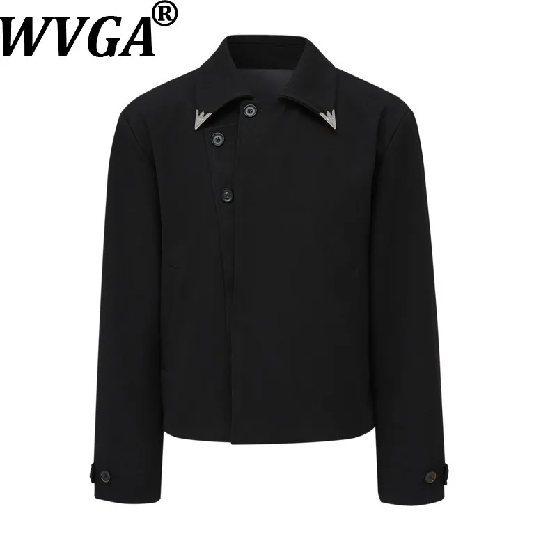 

WVGA Spring Autumn New Man Tide Turn-Down Collar Long Sleeve Trendy Coats Niche Chic Casual Metal Darkwear Jacket Ins Y2K W20509