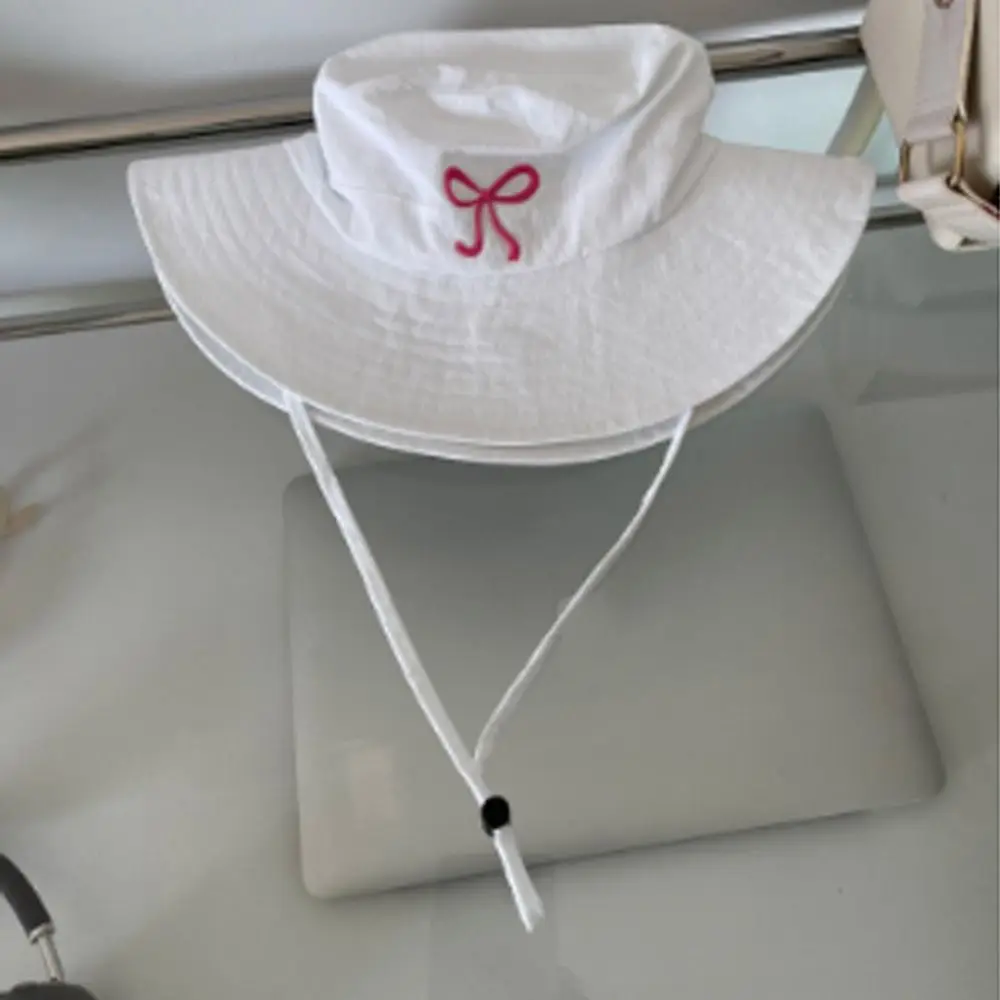 Outdoor Camping Bucket Hat New Spring Summer Quick Drying Fishing Caps Solid Color Breathable Bow Strap Bucket Hats